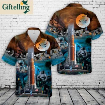 NASA Artemis SLS Moon Rocket Halloween Hawaiian Shirt 1