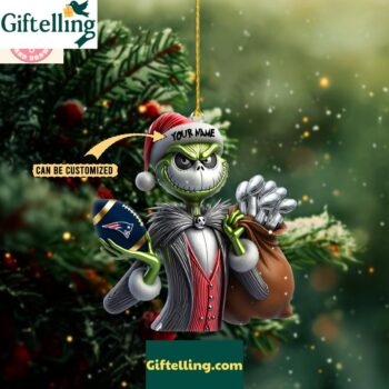 New England Patriots x Jack Skellington The Grinch Christmas Acrylic Ornament