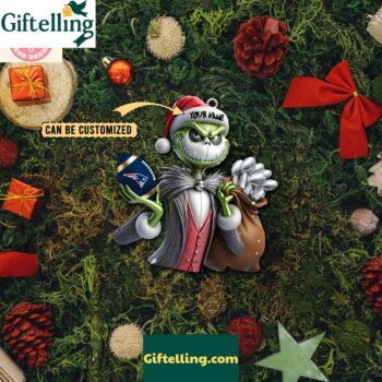 New England Patriots x Jack Skellington The Grinch Christmas Acrylic Ornament