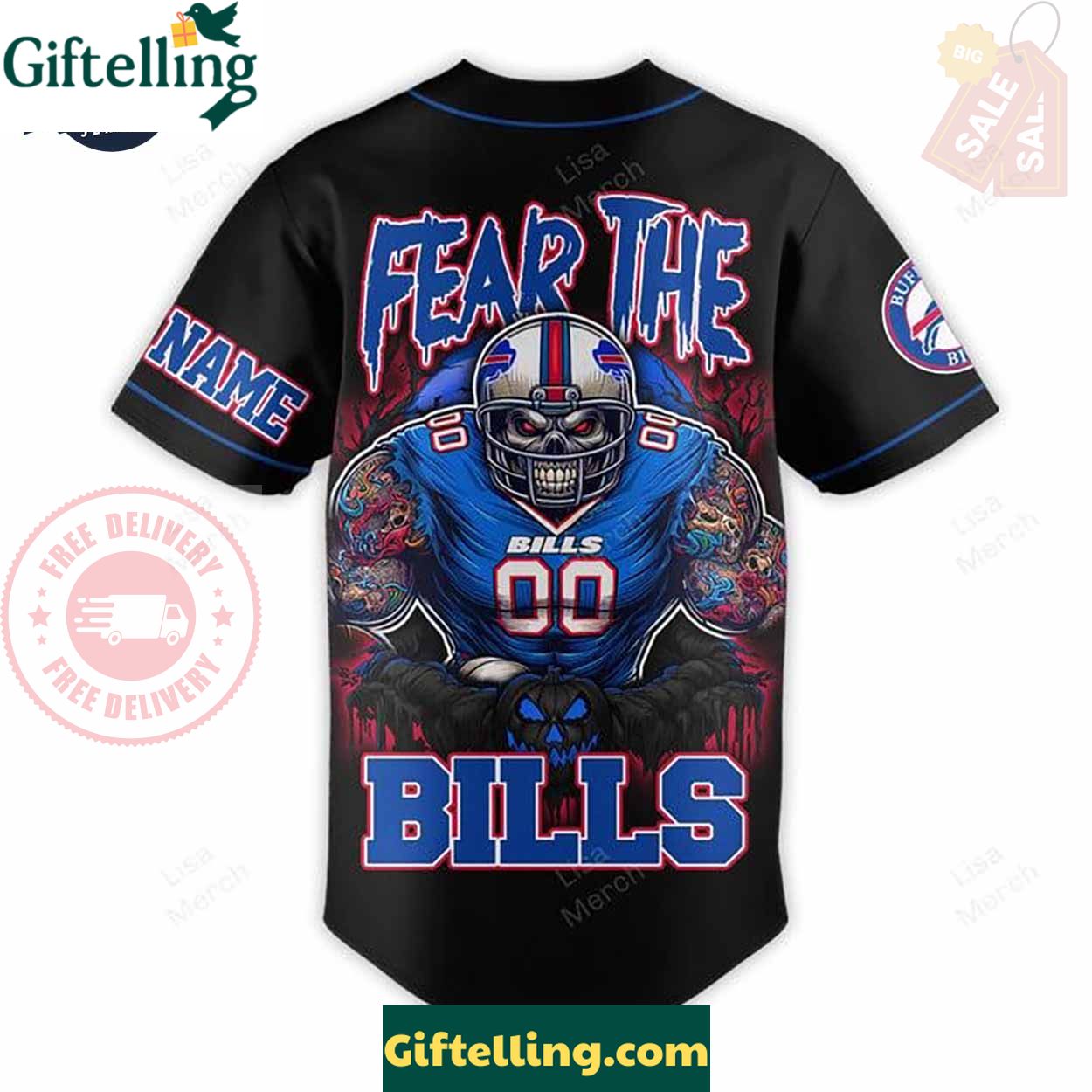 NFL Buffalo Bills Fear The Bills 2024 Halloween Baseball Jersey - Padres Jersey Oasis Elevate Your Baseball Style Game 2