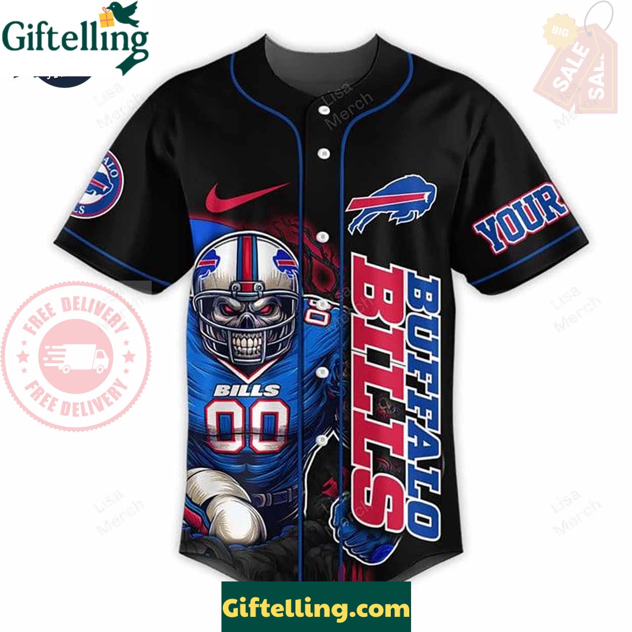 NFL Buffalo Bills Fear The Bills 2024 Halloween Baseball Jersey - Padres Jersey Oasis Elevate Your Baseball Style Game 3
