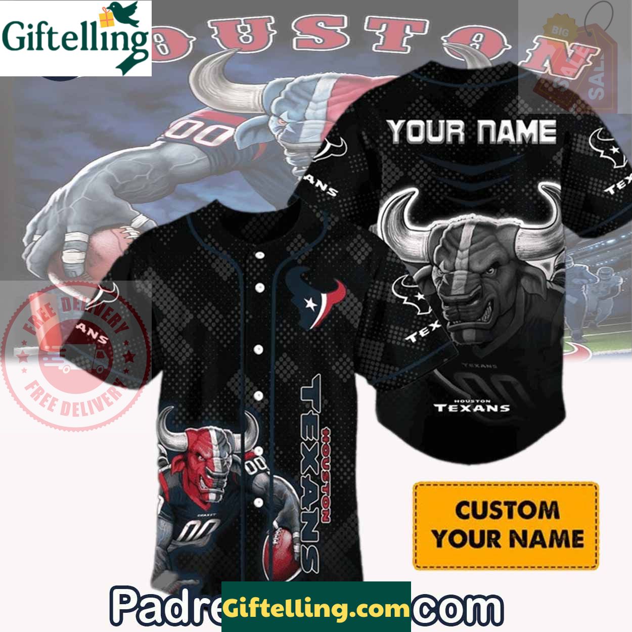 NFL Houston Texans Custom Baseball Jersey Outfit - Padres Jersey Oasis Elevate Your Baseball Style Game 1