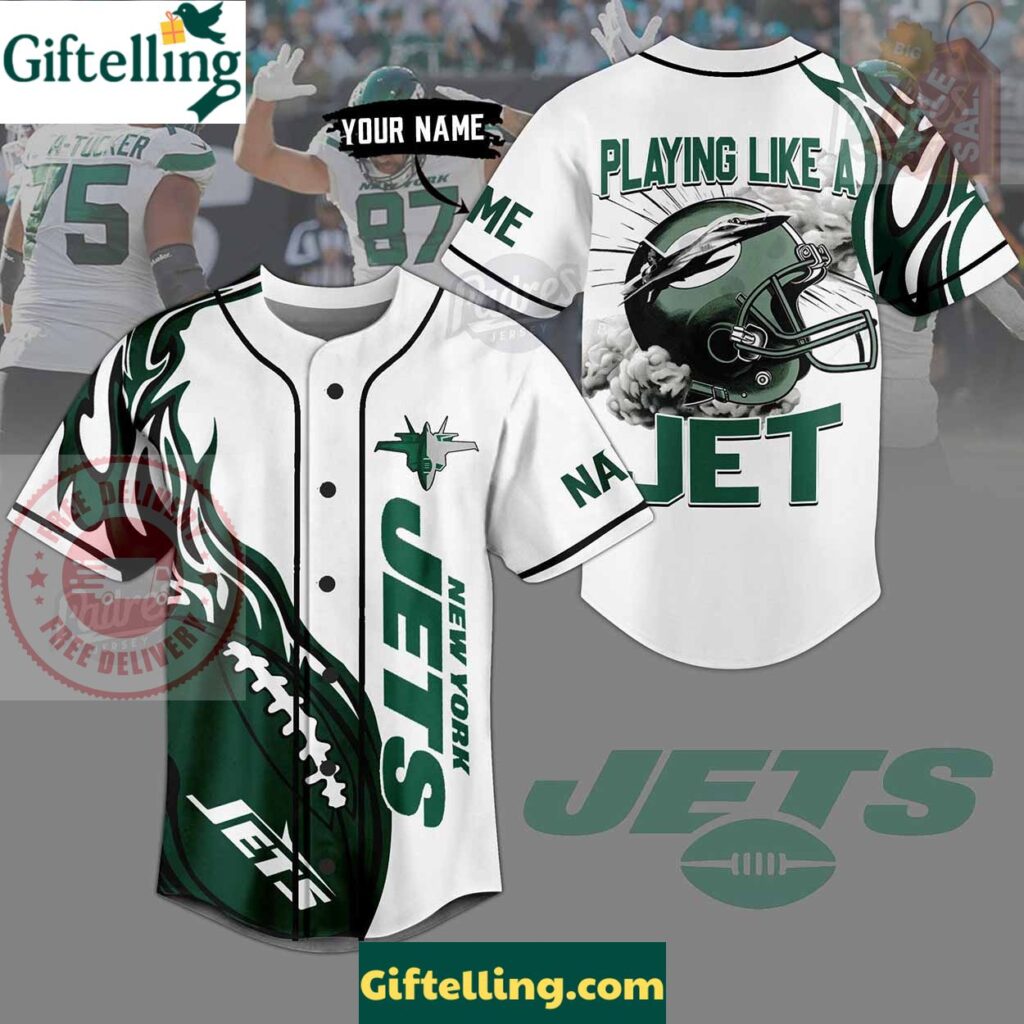 NFL New York Jets Personalized Baseball Jersey
