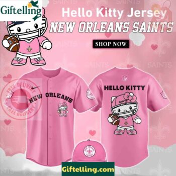 New Orleans Saints Hello Kitty Pink NFL Baseball Jersey