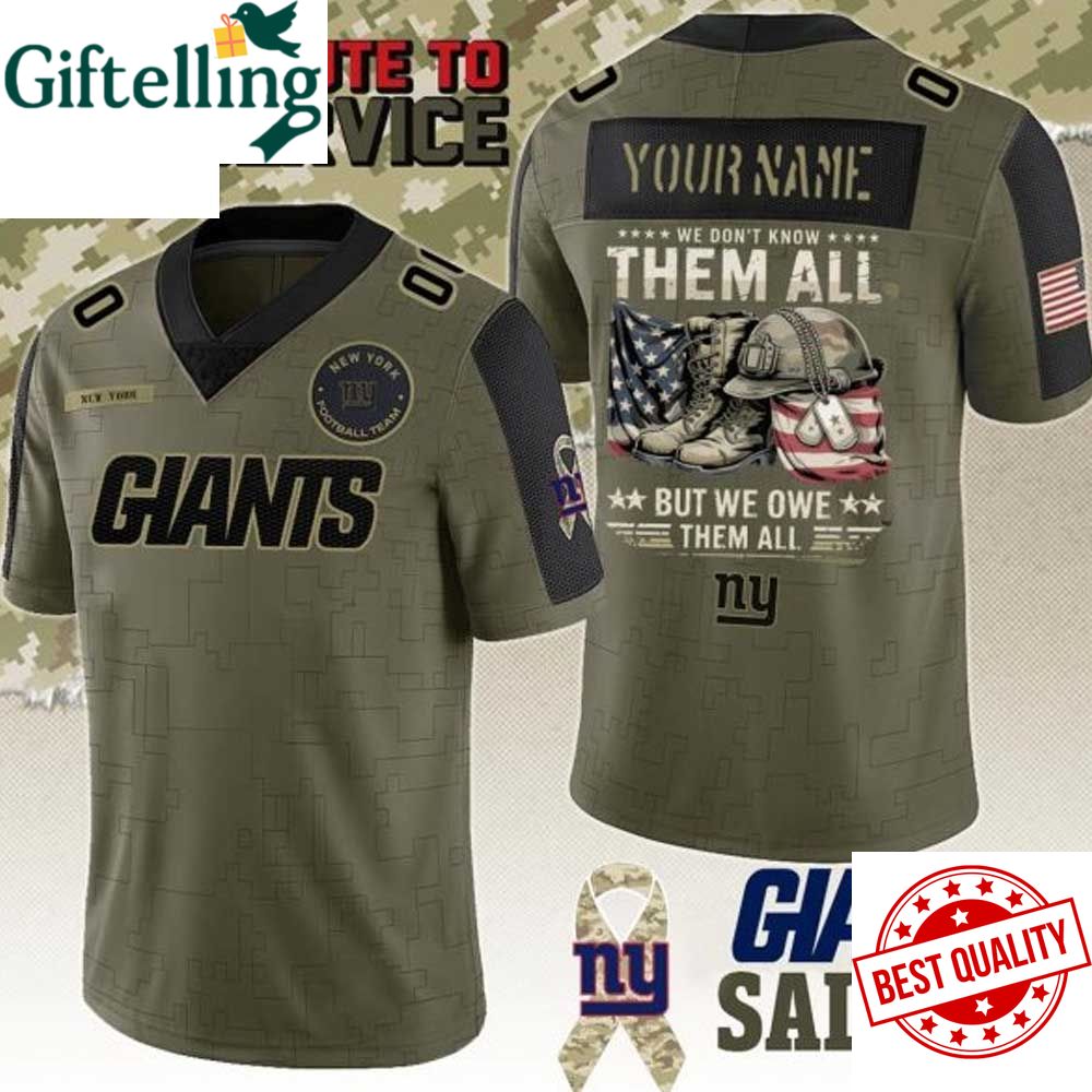 New York Giants Veterans Day Salute To Service Personalized Football Jersey