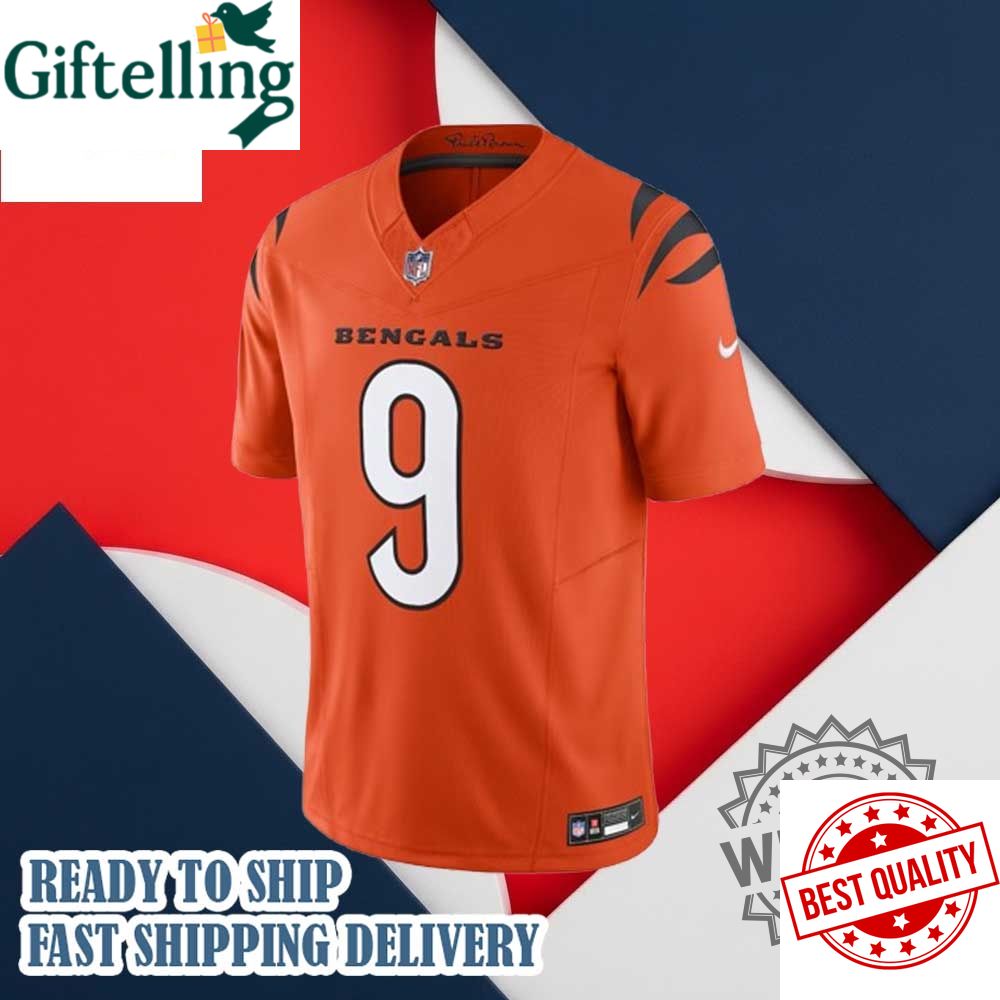 Nike Joe Burrow Orange Cincinnati Bengals Vapor F.U.S.E. Football Jersey