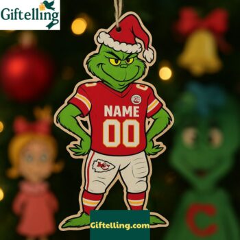 Personalized Kansas City Chiefs Football Grinch Christmas Ornament Gift 2025