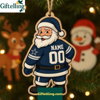 Personalized Nfl Dallas Cowboys Santa Claus Wooden Christmas Ornament 2025