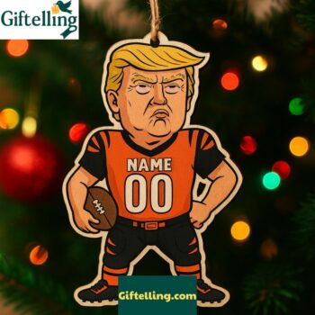 Personalized Trump Football Cincinnati Bengals Christmas Wooden Ornament 2025