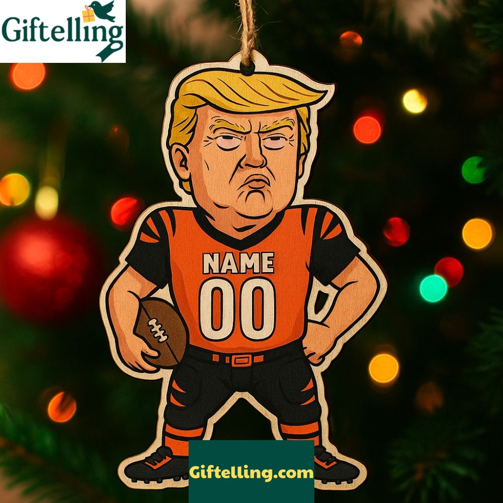 Personalized Trump Football Cincinnati Bengals Christmas Wooden Ornament 2025