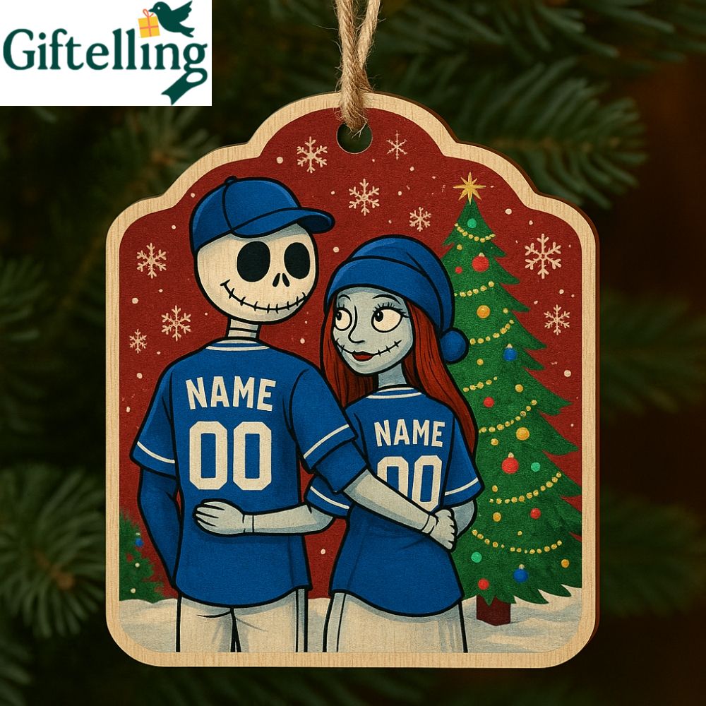 Personalized Jack And Sally Los Angeles Dodgers Christmas Ornament Custom 2025 Christmas Gift