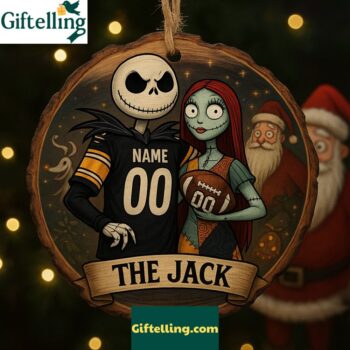 Personalized Jack Skellington And Sally Steelers 2025 Christmas Ornament