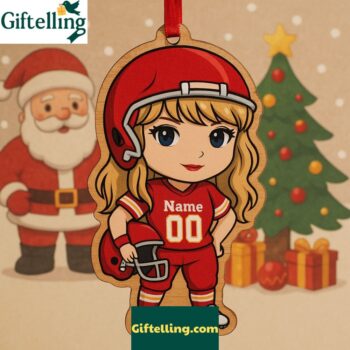 Personalized Taylor Swift Kansas City Chiefs Wooden Christmas Ornament