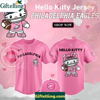 Philadelphia Eagles Hello Kitty Pink NFL Baseball Jersey