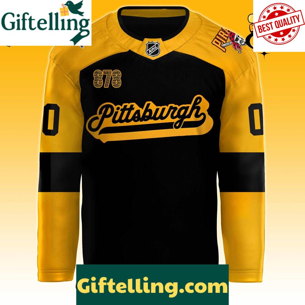 Pittsburgh Penguins x Pirates Night Custom Hockey Jersey