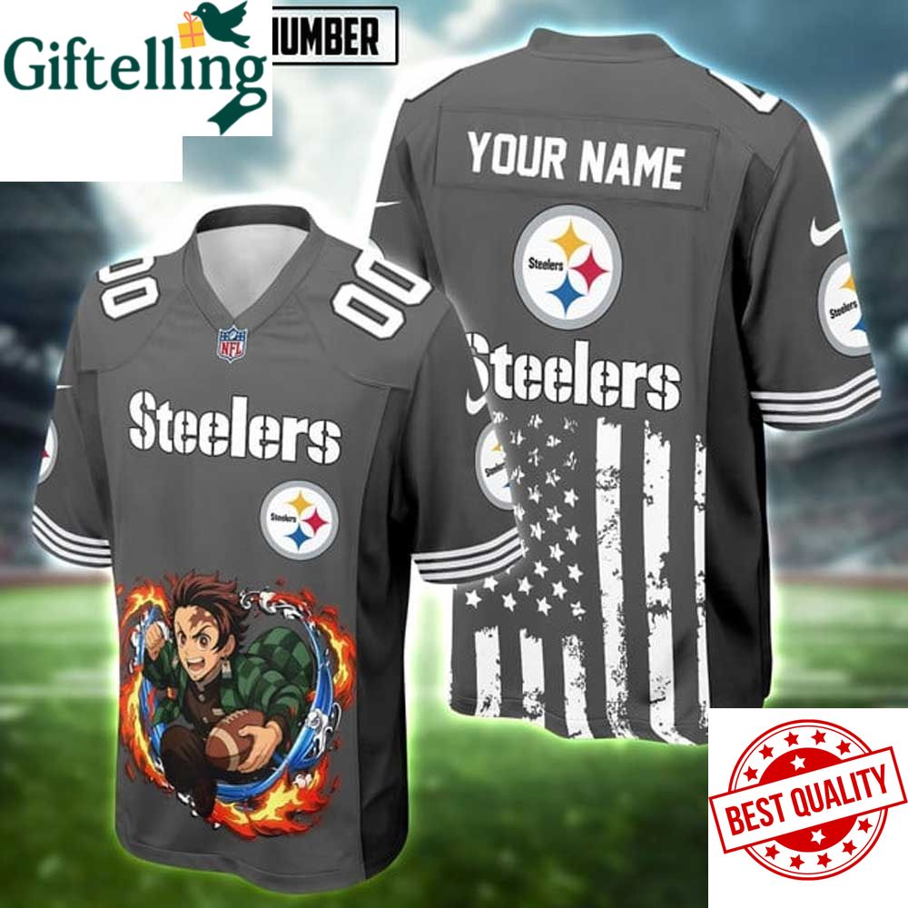 Pittsburgh Steelers Demon Slayer Kamado Tanjiro Football Jersey