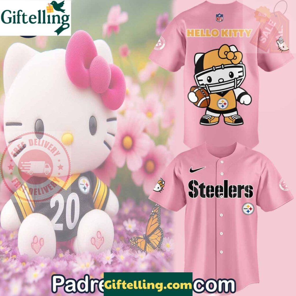 Pittsburgh Steelers Hello Kitty Pink Baseball Jersey Outfit