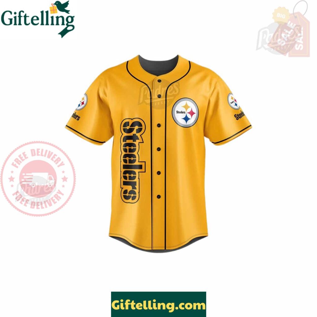 Pittsburgh Steelers Yellow NFL Baseball Jersey Outfit