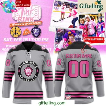 Reading Royals Pink in the Rink 2025 Grey Jersey
