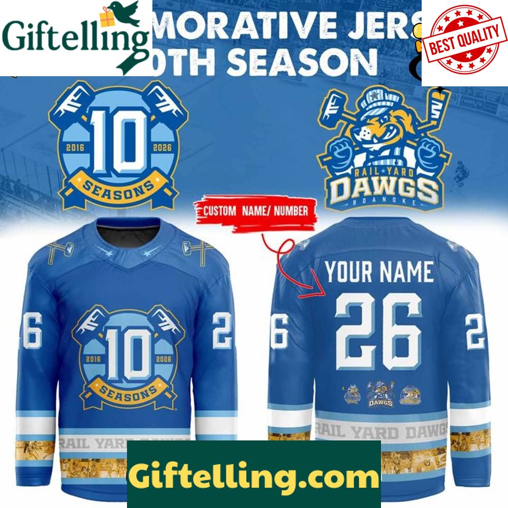 Roanoke Rail Yard Dawgs 10th Season Custom Hockey Jersey