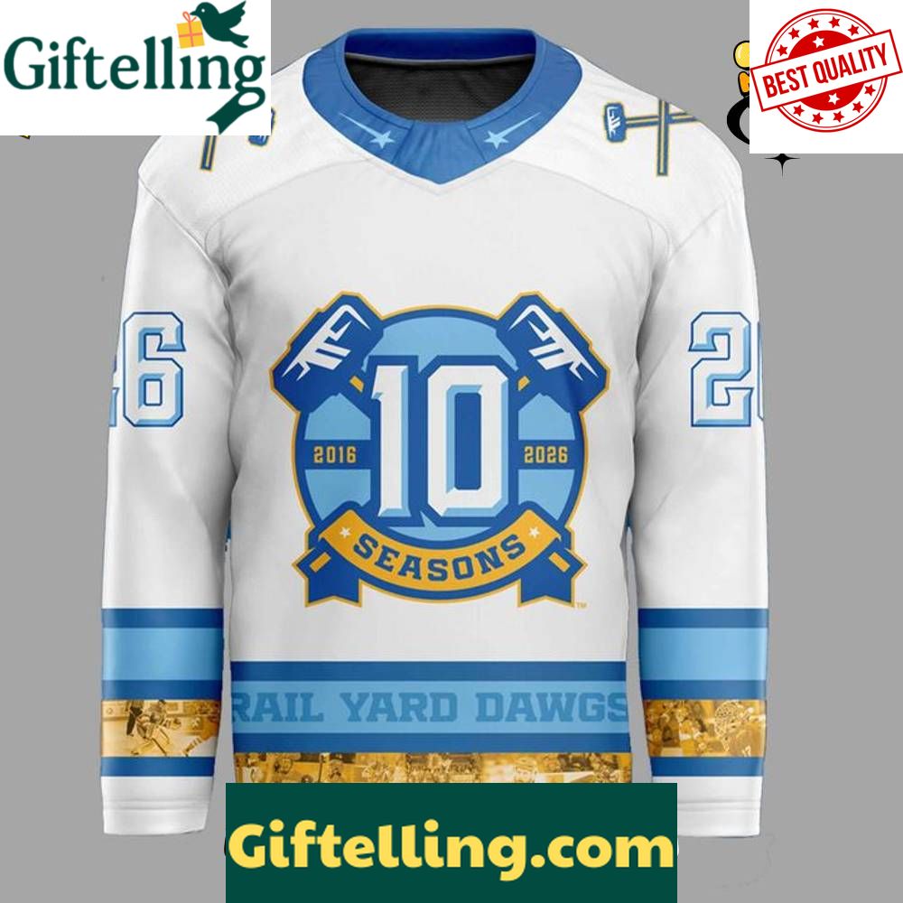 Roanoke Rail Yard Dawgs 10th Season Custom Hockey Jersey  White