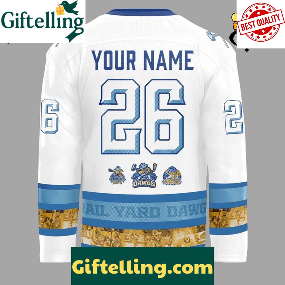 Roanoke Rail Yard Dawgs 10th Season Custom Hockey Jersey  White