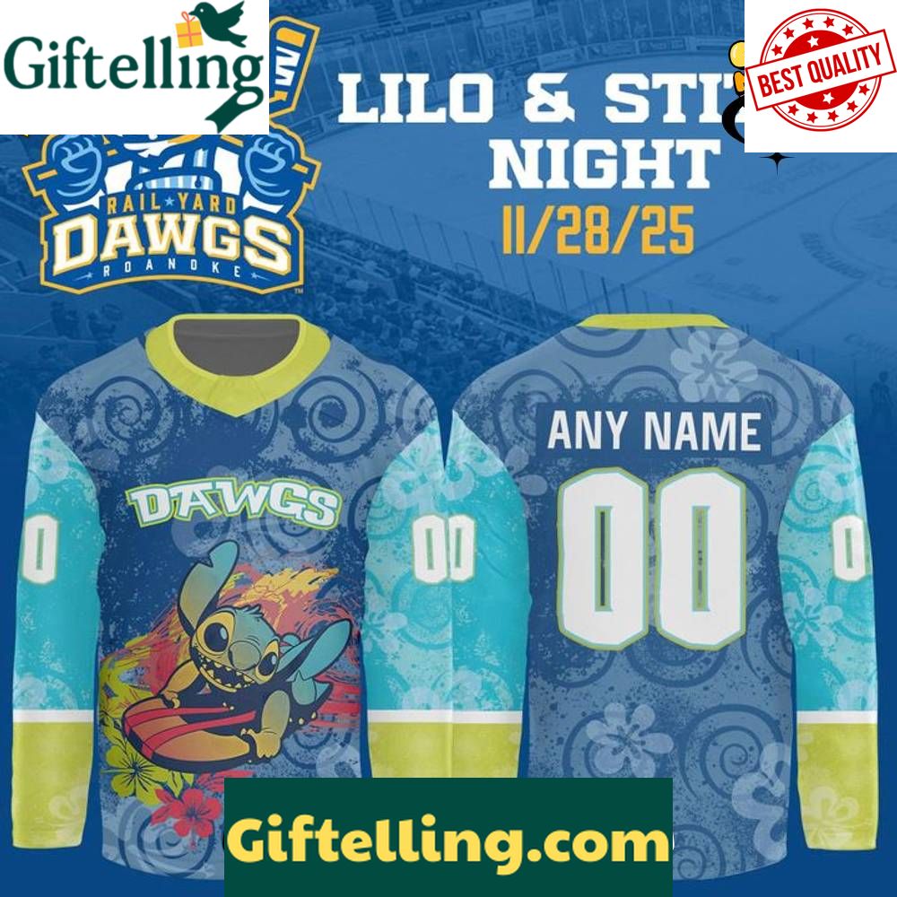 Roanoke Rail Yard Dawgs x Lilo & Stitch Night 2025 Custom Hockey