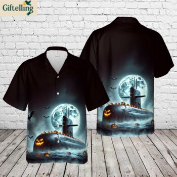 Royal Navy Vanguard class submarine Halloween Hawaiian Shirt 1