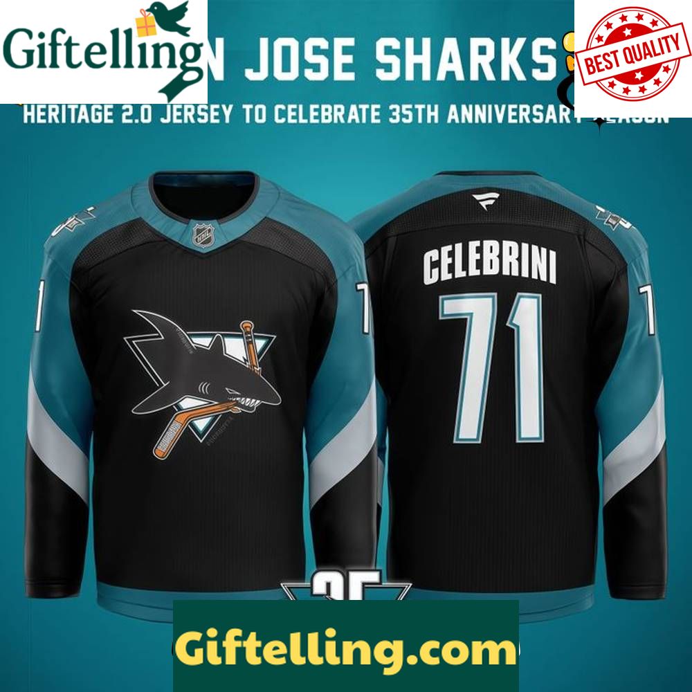 San Jose Sharks Heritage 2.0 Celebrate 35th Anniversary Season Custom Hockey