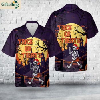 Skeleton Player Baseball Halloween Hawaiian Shirt 1