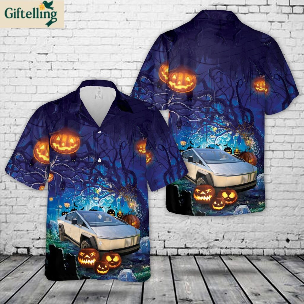 Tesla Cybertruck Halloween Hawaiian Shirt 1