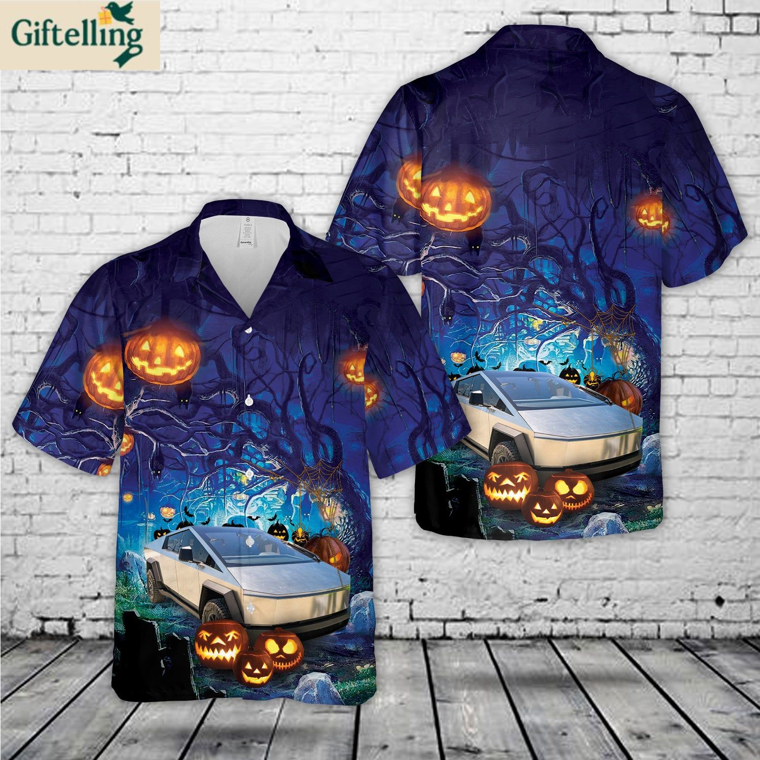 Tesla Cybertruck Halloween Hawaiian Shirt 1 Tesla Cybertruck Halloween Hawaiian Shirt 1