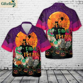 Trick Rawr Treat Halloween Hawaiian Shirt 1