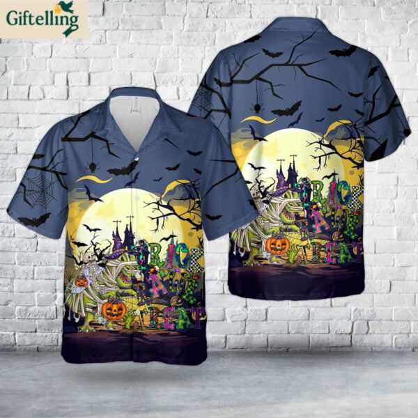 Trick Rawr Treat Happy Halloween Hawaiian Shirt 1
