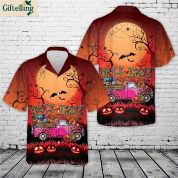 Truck Or Treat Happy Halloween Hawaiian Shirt 1
