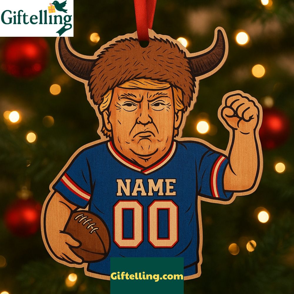 Trump Football Buffalo Bills Wooden Ornament Funny Nfl Christmas Decor