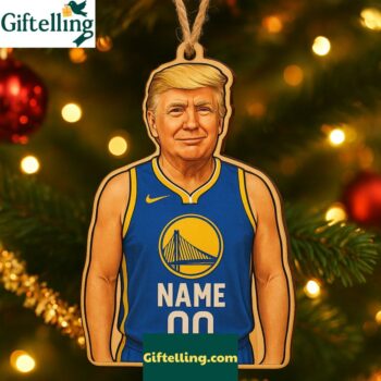 Trump Nba Golden State Warriors Wooden Christmas Ornament