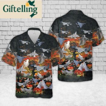 U.S Air Force McDonnell Douglas F 15 Eagle Halloween Hawaiian Shirt 1