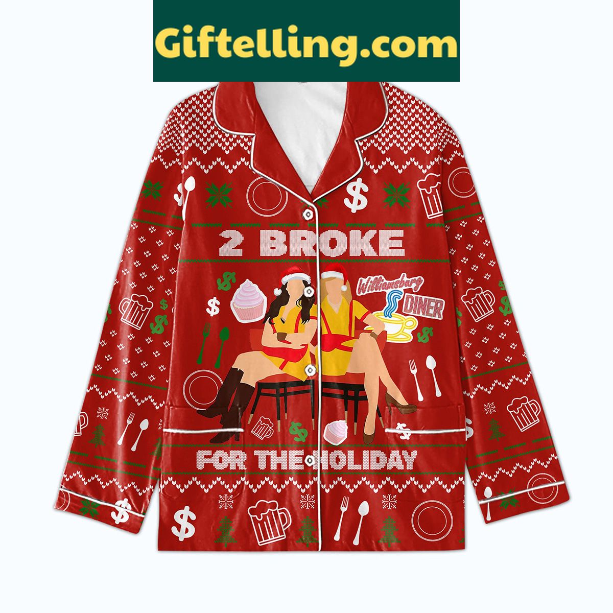 2-broke-for-the-holidays-pajamas-set-funny-christmas-sleepwear-4 2 Broke For The Holidays Pajamas Set