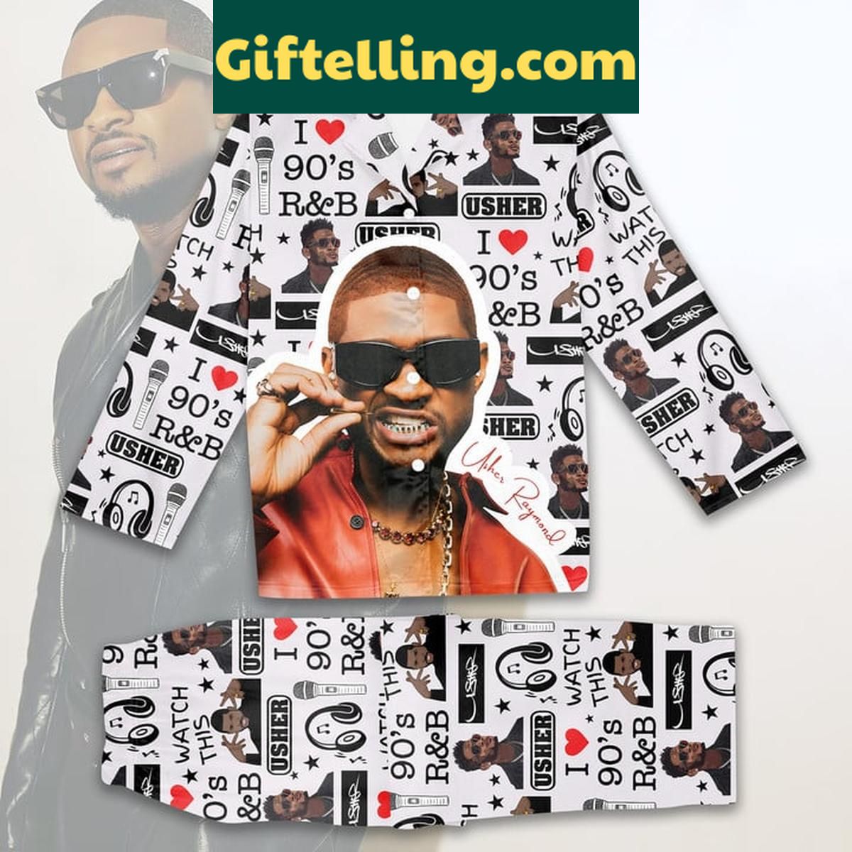 Usher I Love 90's R&B Watch This Polyester Pajamas Set Usher I Love 90's R&B Watch This Polyester Pajamas Set