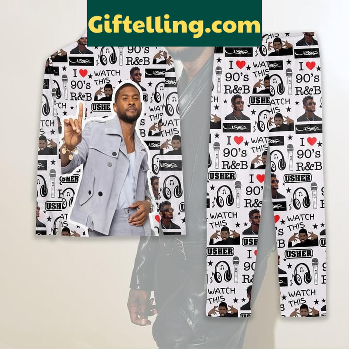 Usher I Love 90's R&B Watch This Polyester Pajamas Set Usher I Love 90's R&B Watch This Polyester Pajamas Set