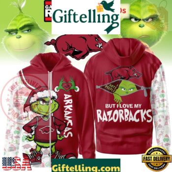 Arkansas Razorbacks NCAA Funny Grinch Football Unisex Zip Hoodie