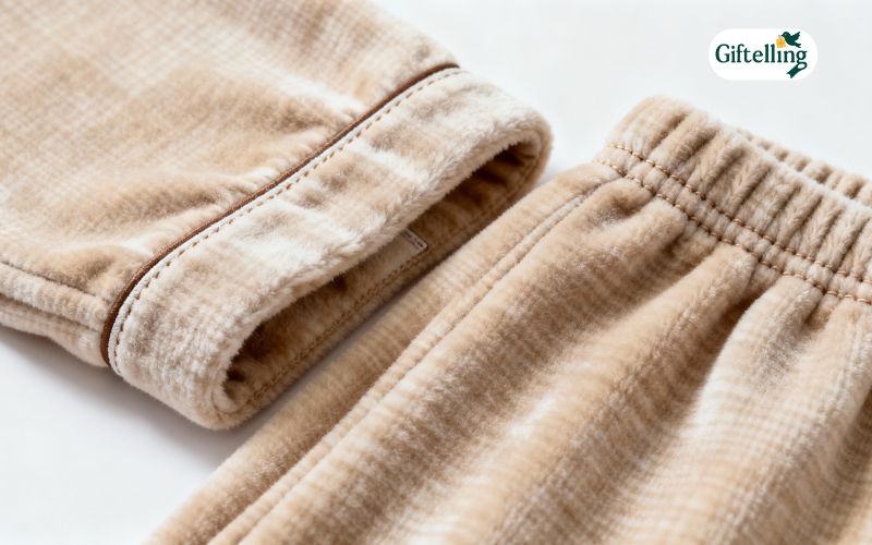 Close-up showing quality seam construction and fabric detail in premium cozy pajama set