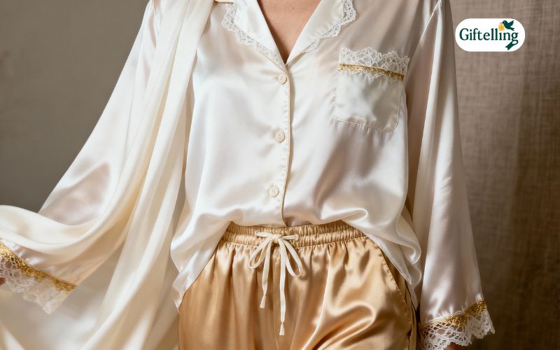 Luxurious silk cozy pajama set showing elegant design and premium sleepwear quality
