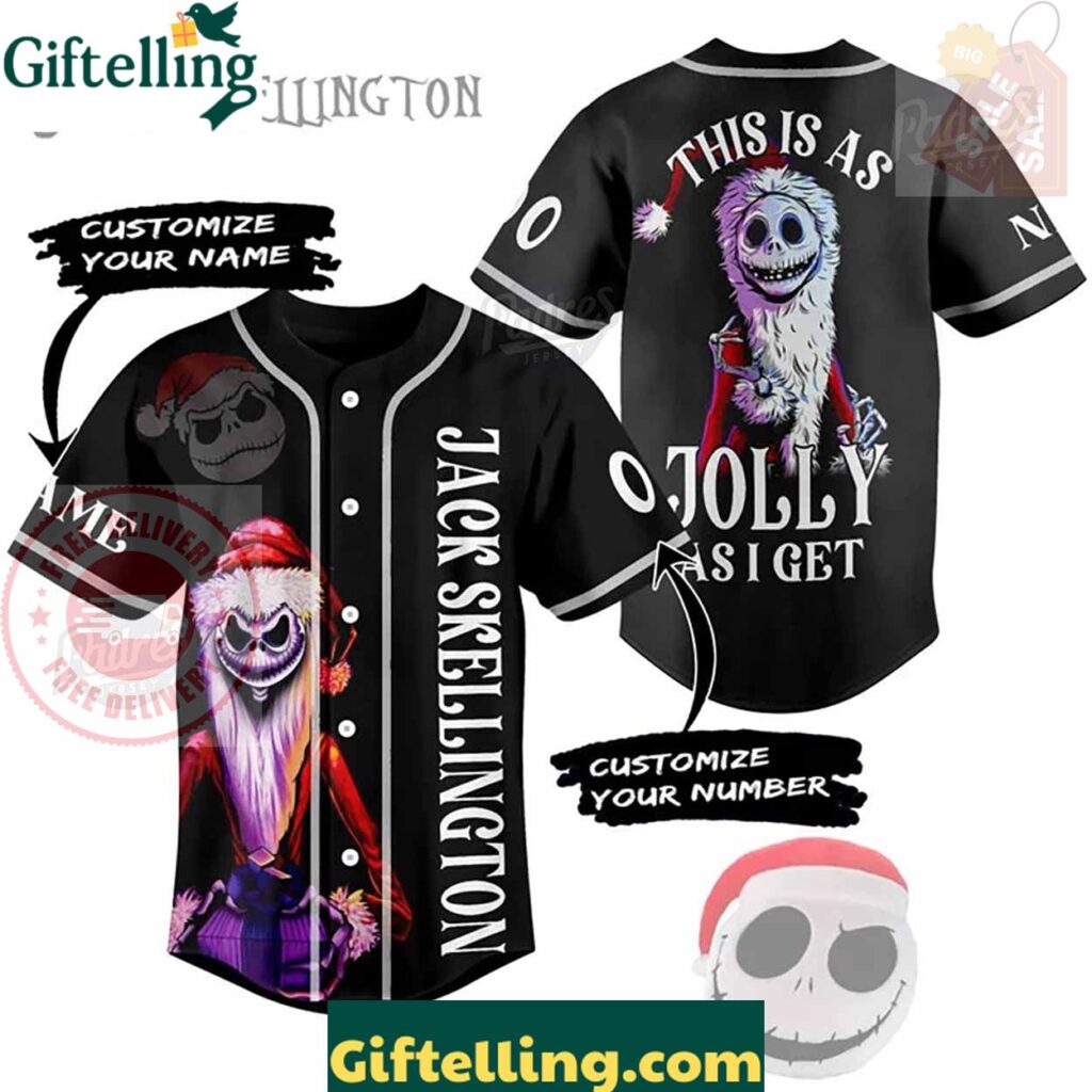 Custom Jack Skellington This Is As Jolly As I Get Baseball Jersey