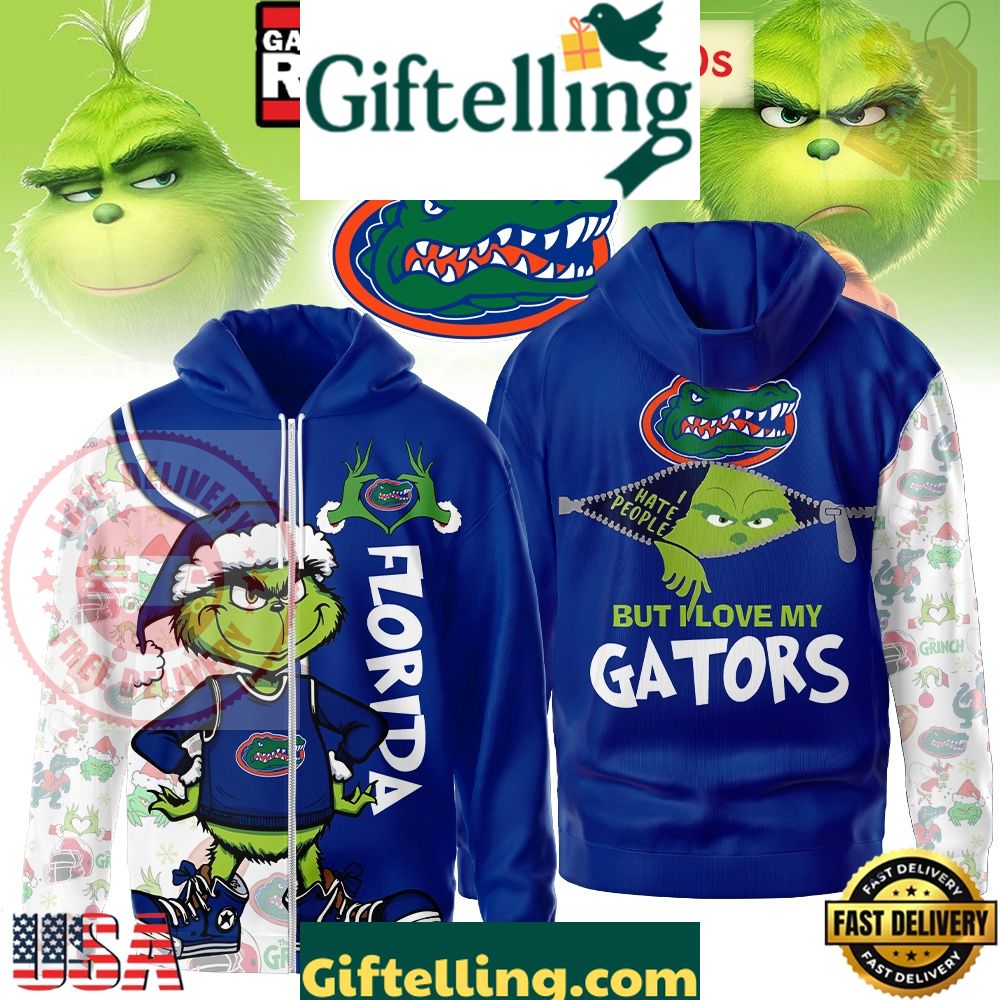 Florida Gators NCAA Funny Grinch Football 2025-2026 Unisex Zip Hoodie