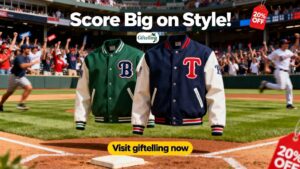 Trendy MLB baseball jacket with team design in festive Black Friday and Christmas