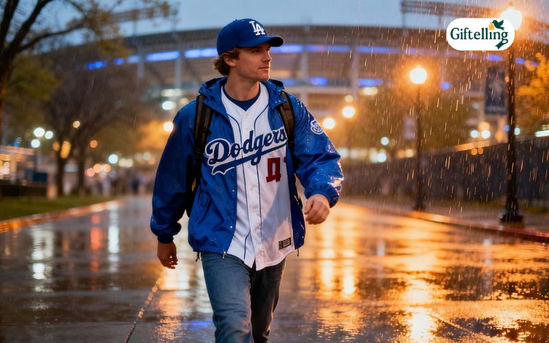 Care label on MLB jacket showing proper cleaning instructions and material composition