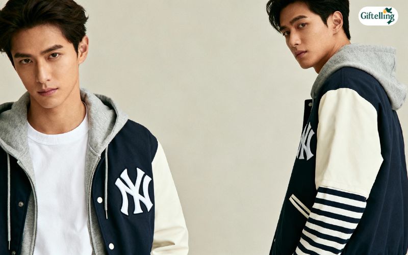 Layering techniques showing MLB bomber jacket worn over various shirts and hoodies for different conditions