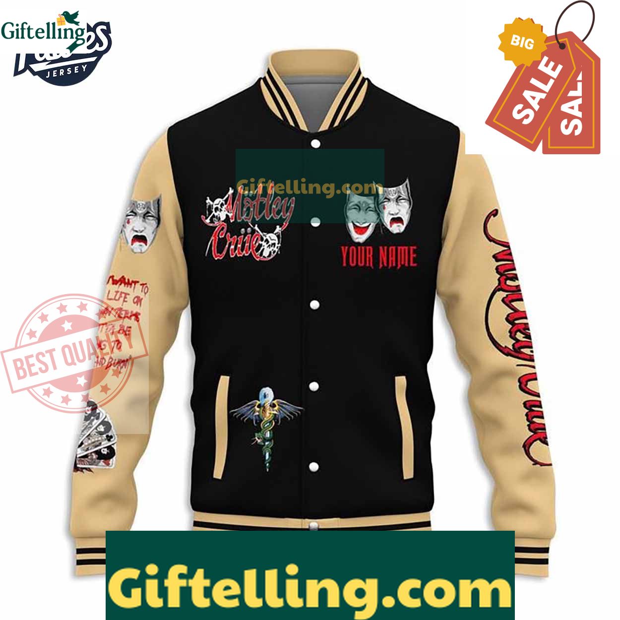 Motley Crue Smiling Mask Custom Baseball Jacket MLB Gift 2 Motley Crue Smiling Mask Custom Baseball Jacket MLB Gift